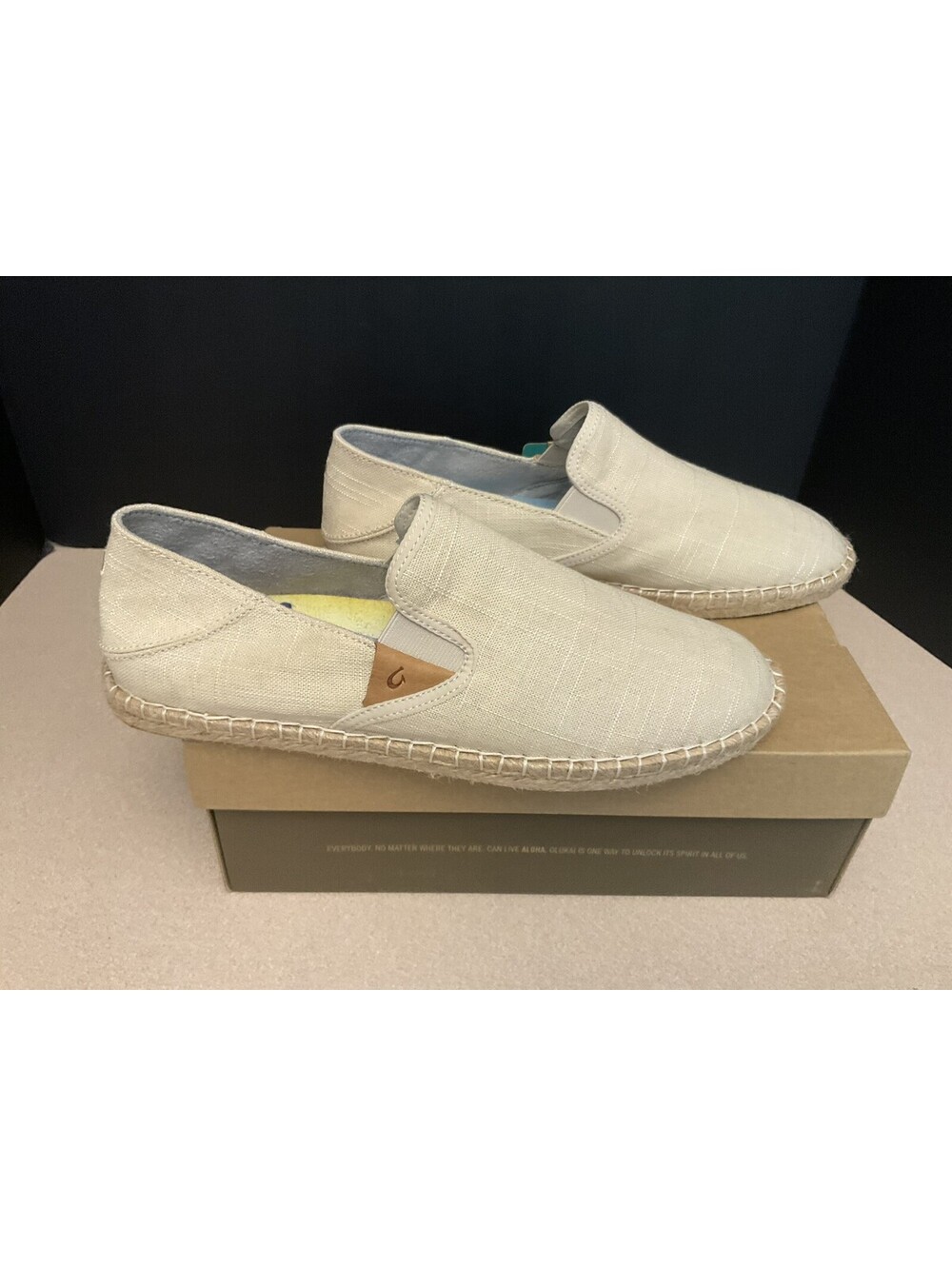 New! Womens Olukai Kaula Pa’a Kapa Tapa Canvas Espadrille Loafers. Size 11. Nice